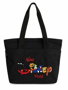 WALT DISNEY WORLD Parks Woman’s Vintage Black Mickey & Friends Embroidered Tote